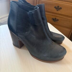 Kork-Ease Black Leather Ankle Booties
